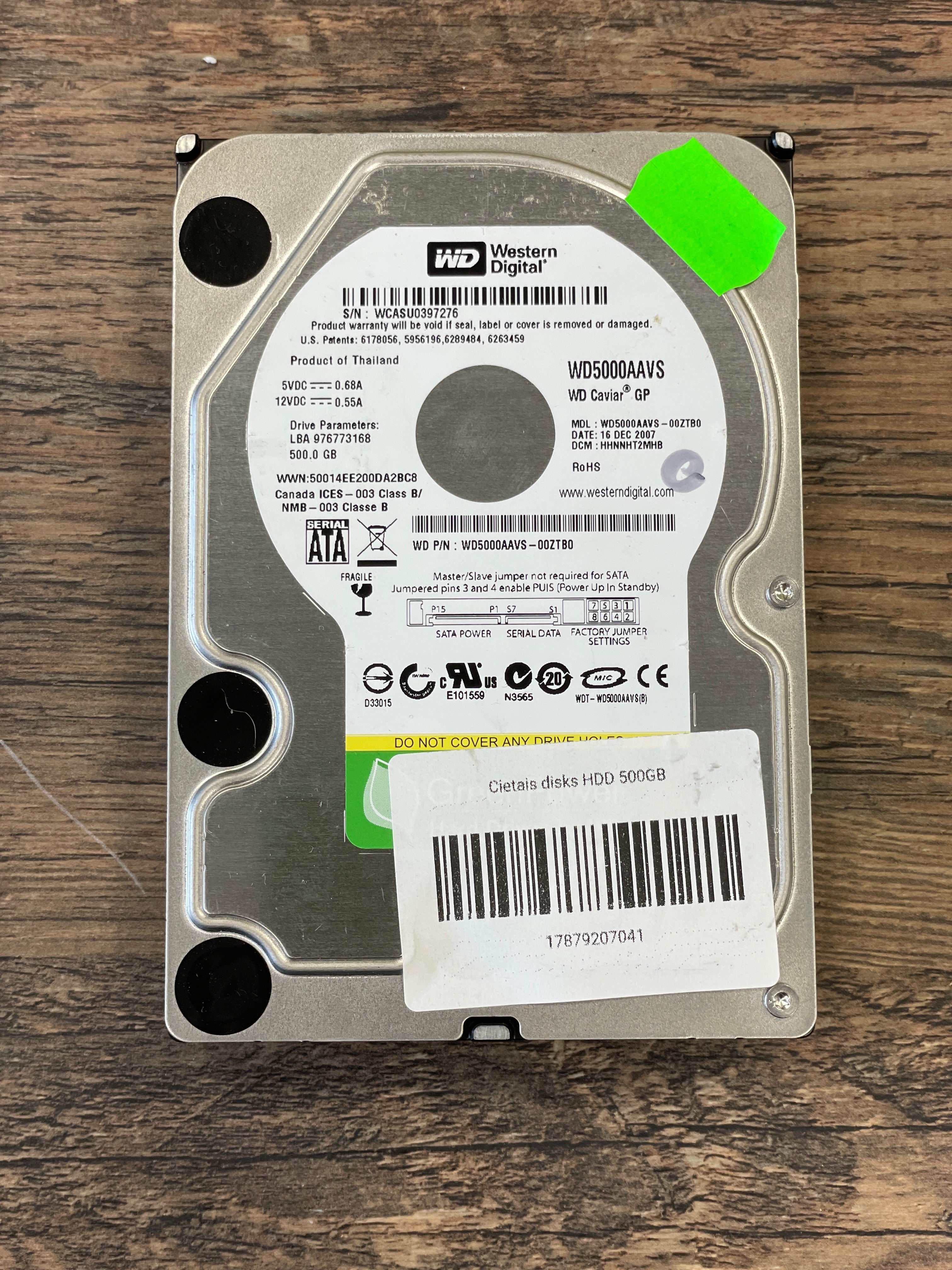 Cietais disks HDD 3.5" 500GB