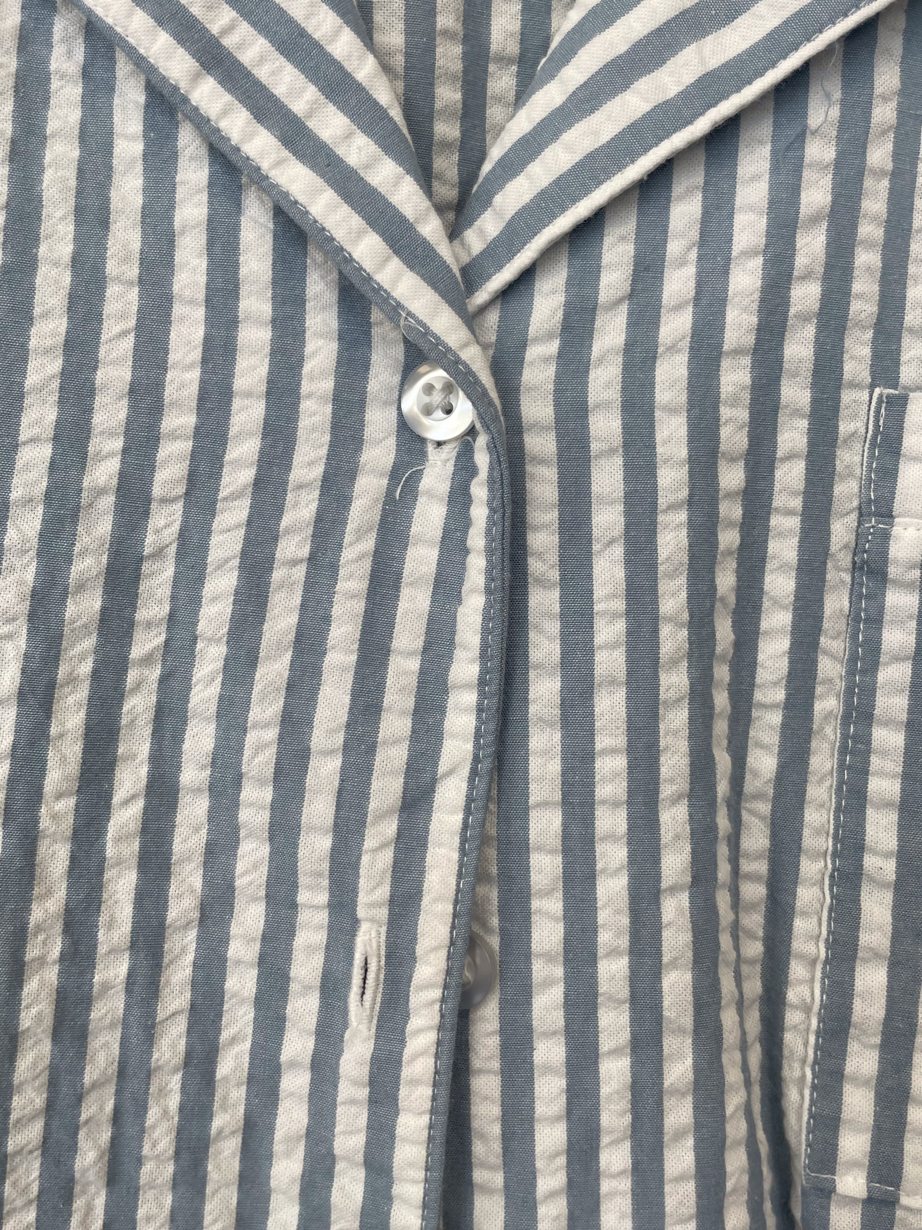 Krekls ar garām rokām, gaiši zila un balta krāsa / L izmērs / mywear WOMAN