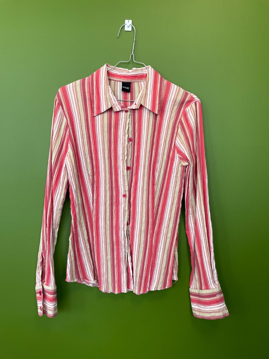 Retro rozā blūze ar garām rokām / M izmērs / MOSAIC