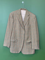 XL Vilnas žakete / Rūtaina, Silti dzeltena krāsa, retro stilā / El Corte Ingles