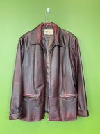 Retro tumši sarkana ādas jaka / SELL WELL BEST FASHION / 12XL