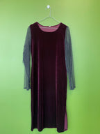 Retro, vintage kleita bordo krāsā ar mežģīņu rokām / L/XL izmērs