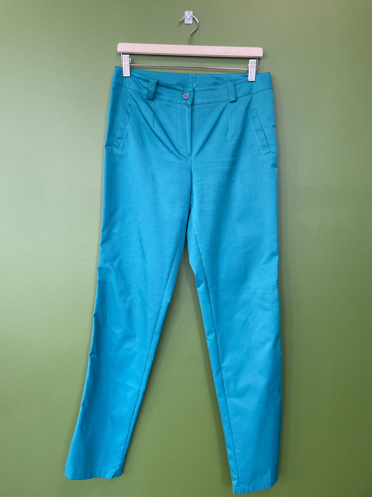 Zilas, tirkīza auduma bikses / M/L izmērs