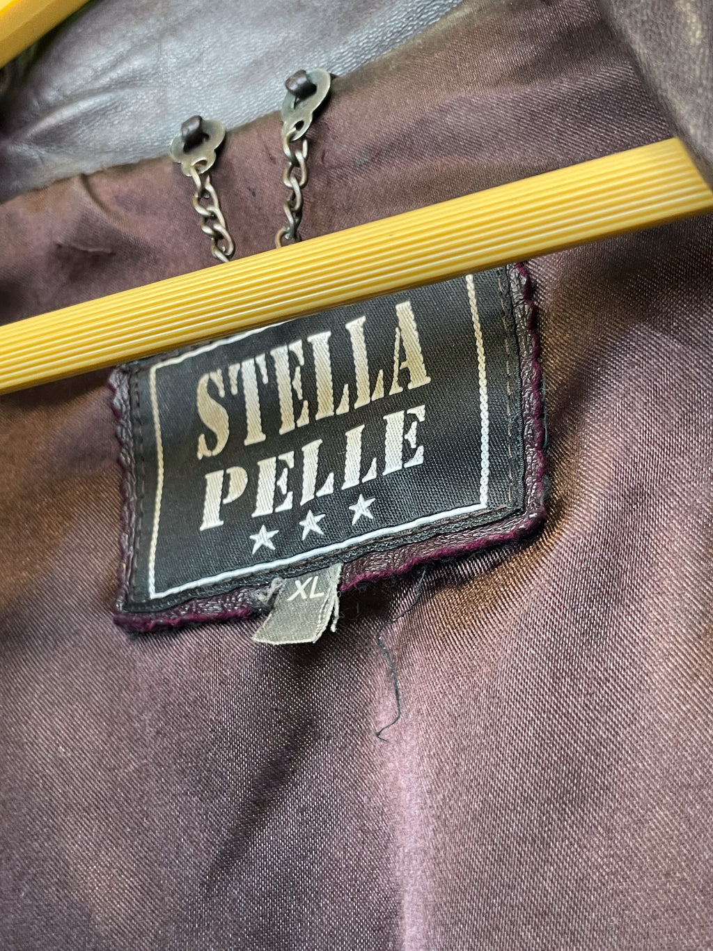 Retro brūns ādas jakas mētelis / STELLA PELLE / XL izmērs