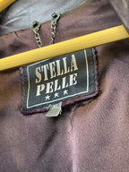Retro brūns ādas jakas mētelis / STELLA PELLE / XL izmērs